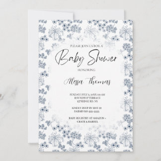 Invitation for baby shower Toile Desing-Customizab 招待状