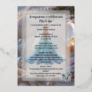 Invitation for  for agirls fifteenth  birthday 箔招待状