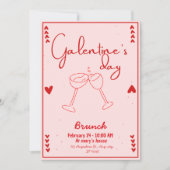 Invitation galentines day brunch red and pink 招待状 (正面)