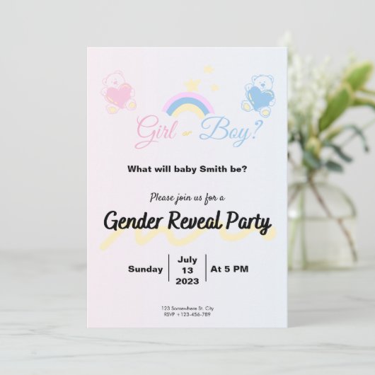 Invitation Gender Reveal Boy or Girl? 招待状 (スタンド正面)