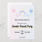 Invitation Gender Reveal Boy or Girl? 招待状 (正面/裏面)