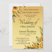 Invitation Golden Yellow Flowers Wedding Suite 招待状 (正面)