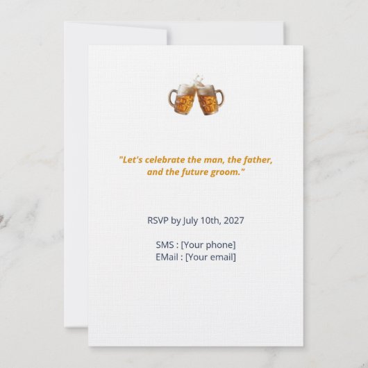 Invitation Groom Shower - Thème Bière Artisanale サンキューカード (裏面)