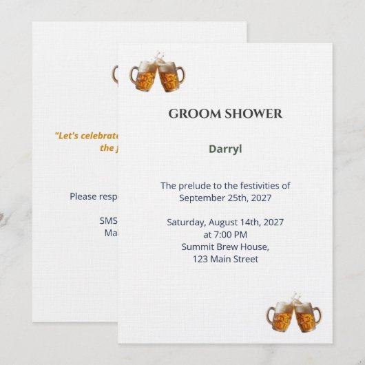 Invitation Groom Shower - Thème Bière Artisanale サンキューカード (正面/裏面)
