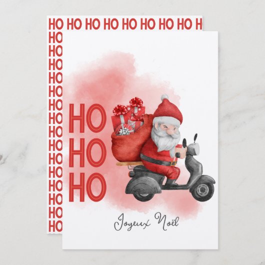 Invitation Joyeux Noël père Noël ho ho ho  招待状 (正面/裏面)