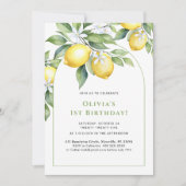 Invitation Lemon citrus 1st birthday. 招待状 (正面)