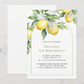 Invitation Lemon citrus 1st birthday. 招待状 (正面/裏面)