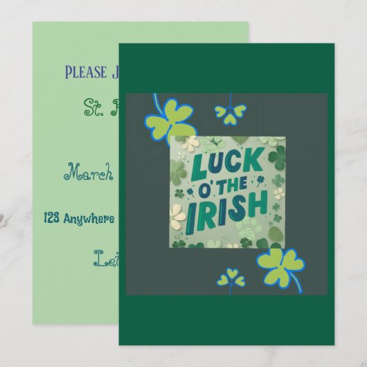 Invitation Luck O' The Irish  招待状 (正面/裏面)