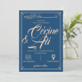  Invitation mariage bleue arabe pour jour parfait 招待状 (スタンド正面)