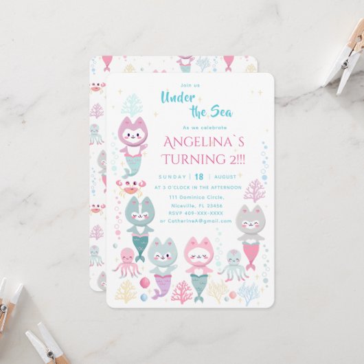 Invitation nautical themed birthday. 招待状 (正面/裏面インサイチュ)