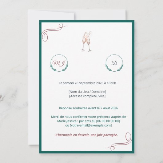 Invitation PACS ou Fiançailles Chic 招待状 (裏面)