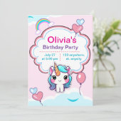 Invitation Personnalisée Licorne Anniversair tout  招待状 (スタンド正面)
