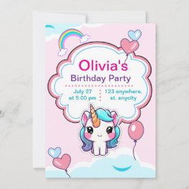 Invitation Personnalisée Licorne Anniversair tout 招待状