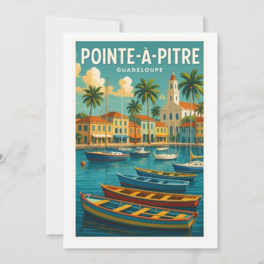 Invitation Pointe-à-Pitre – Carte vintage Guadelou 招待状 (正面)