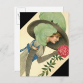 Invitation PostcardsヴィンテージのEdwardianのばら色の女性 インビテーションポストカード (正面/裏面)