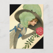 Invitation PostcardsヴィンテージのEdwardianのばら色の女性 インビテーションポストカード (正面)