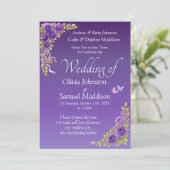 Invitation Purple Mauve Flowers Wedding Suite 招待状 (スタンド正面)