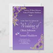 Invitation Purple Mauve Flowers & White Wedding  招待状 (正面)