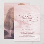 Invitation simple de mariage pivoine rose 招待状 (正面/裏面)