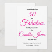 Invitation to a 50th Birthday Party 招待状 (正面/裏面)