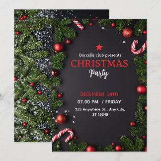 Invitation to a rustic Christmas party with a beau 招待状