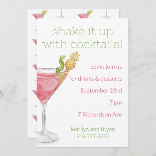 Invitation to a Sophisticated Cocktail Party with  招待状 (正面/裏面)