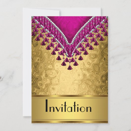 Invitation to Any Party with Gold and Purple Theme 招待状 (正面)