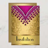 Invitation to Any Party with Gold and Purple Theme 招待状 (正面/裏面)