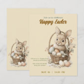 invitation to Easter with   cute Rabbit 出欠カード (正面/裏面)