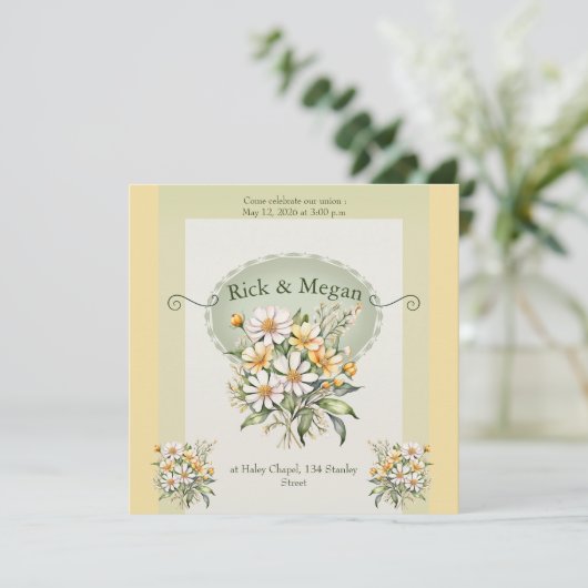 Invitation wedding card, daisies charm 招待状 (スタンド正面)