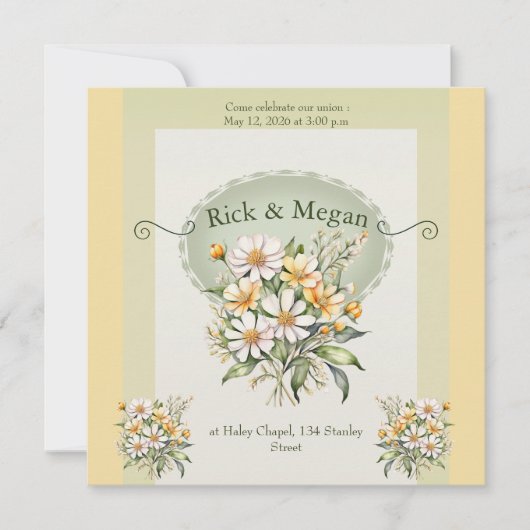 Invitation wedding card, daisies charm 招待状 (正面)