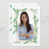 Invitation with Green Leaves and Photo 招待状 (正面/裏面)