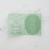 Invitation (write) Floral Cross Baptism Sage Green シーズンカード (内部)