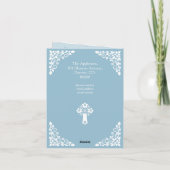 Invitation (write) Floral Cross Baptism Sky Blue シーズンカード (裏面)