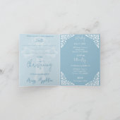 Invitation (write) Floral Cross Baptism Sky Blue シーズンカード (内部)