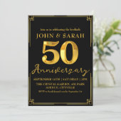 invitations de fête de 50e anniversaire noir et or 招待状 (スタンド正面)