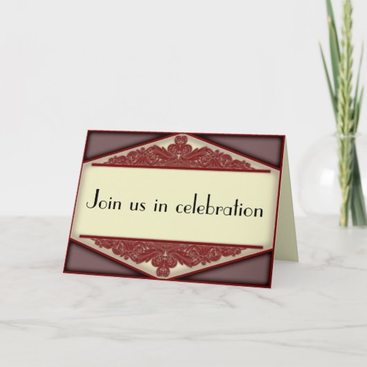 invitatonカードを結婚するDuskyピンクのヴィンテージ 招待状 (正面)