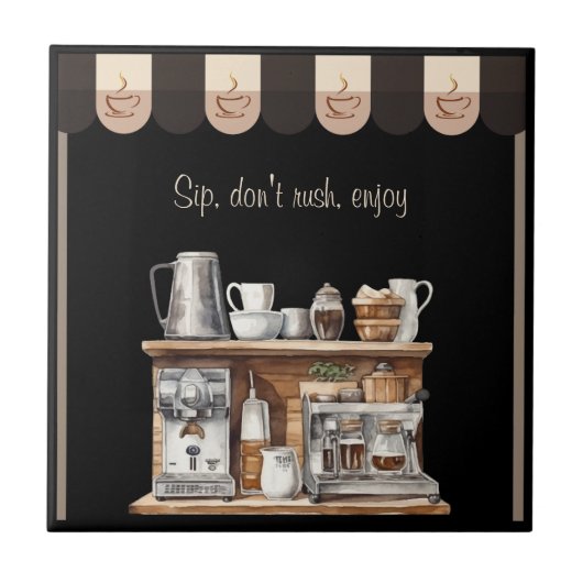 Inviting Black Farmhouse Coffee Station Decorative タイル (正面)