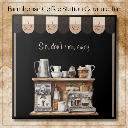 Inviting Black Farmhouse Coffee Station Decorative タイル