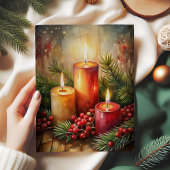 Inviting Christmas candle tissue paper holly berry 薄葉紙