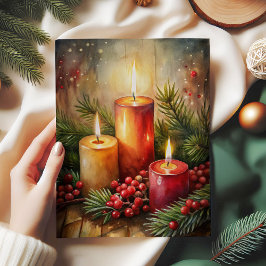 Inviting Christmas candle tissue paper holly berry 薄葉紙