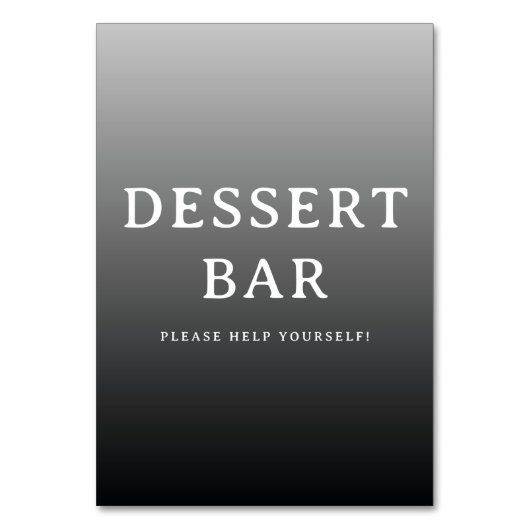 Inviting Grayscale Minimalist Dessert Bar Sign テーブルナンバー (正面)