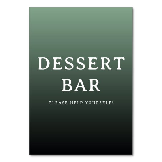 Inviting Green Gradient Dessert Bar Sign テーブルナンバー (正面)