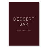 Inviting Maroon Minimalist Dessert Bar Sign テーブルナンバー (裏面)