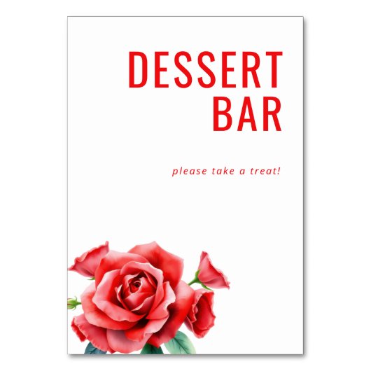 Inviting Red Floral Dessert Bar Sign テーブルナンバー (正面)