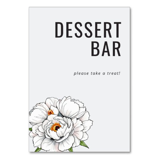 Inviting White Floral Dessert Bar Sign テーブルナンバー (正面)
