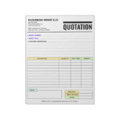 Invoice Form / Sales Receipt | Business Quotation ノートパッド (回転)