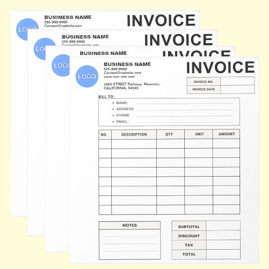 Invoice Order Form & Custom Small Business Logo ノートパッド