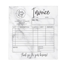 Invoice Sales Form Receipt Business Logo Marble ノートパッド