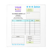 Invoice Sales Receipt Form | Custom Business Logo ノートパッド (正面)